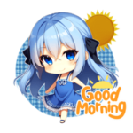 ちびキャラ　ブルーワンピースガール