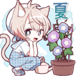 夏のゆるねこ女子＆男子スタンプ
