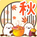 秋の季節に優しいシマエナガの挨拶スタンプ