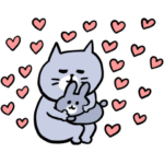 灰色キャットとうさぎちゃん