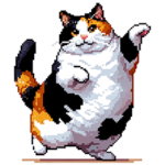 ドット絵 太っちょ三毛猫 日常会話