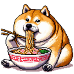 ラーメンを喰らう！太っちょ柴犬