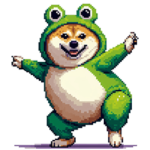 カエルになった太っちょ柴犬