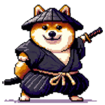 サムライになった 太っちょ柴犬