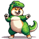 恐竜になった ふとっちょ柴犬 ガオー