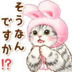 うさぎにゃんこの飛び出すスタンプ