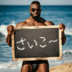 黒板でメッセージを伝えてくるラッパー２。