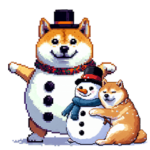 冬を楽しむふとっちょ柴犬 雪だるま