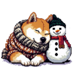 ずっと使える冬・年末年始のふとっちょ柴犬