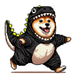 ブラックダイナソーなふとっちょ柴犬