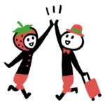 いちごちゃんとたびとくんのあいさつ言葉