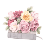 優しい色あいの水彩の花のスタンプ