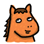 目が死んでるうま