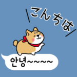 動く▷まめまめ柴の韓国語ふきだし