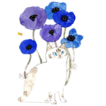 水彩で描いたネコだらけスタンプ