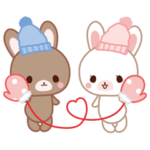 冬もあったか！ラブラブなうさぎスタンプ