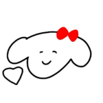 赤いおリボンのいぬ